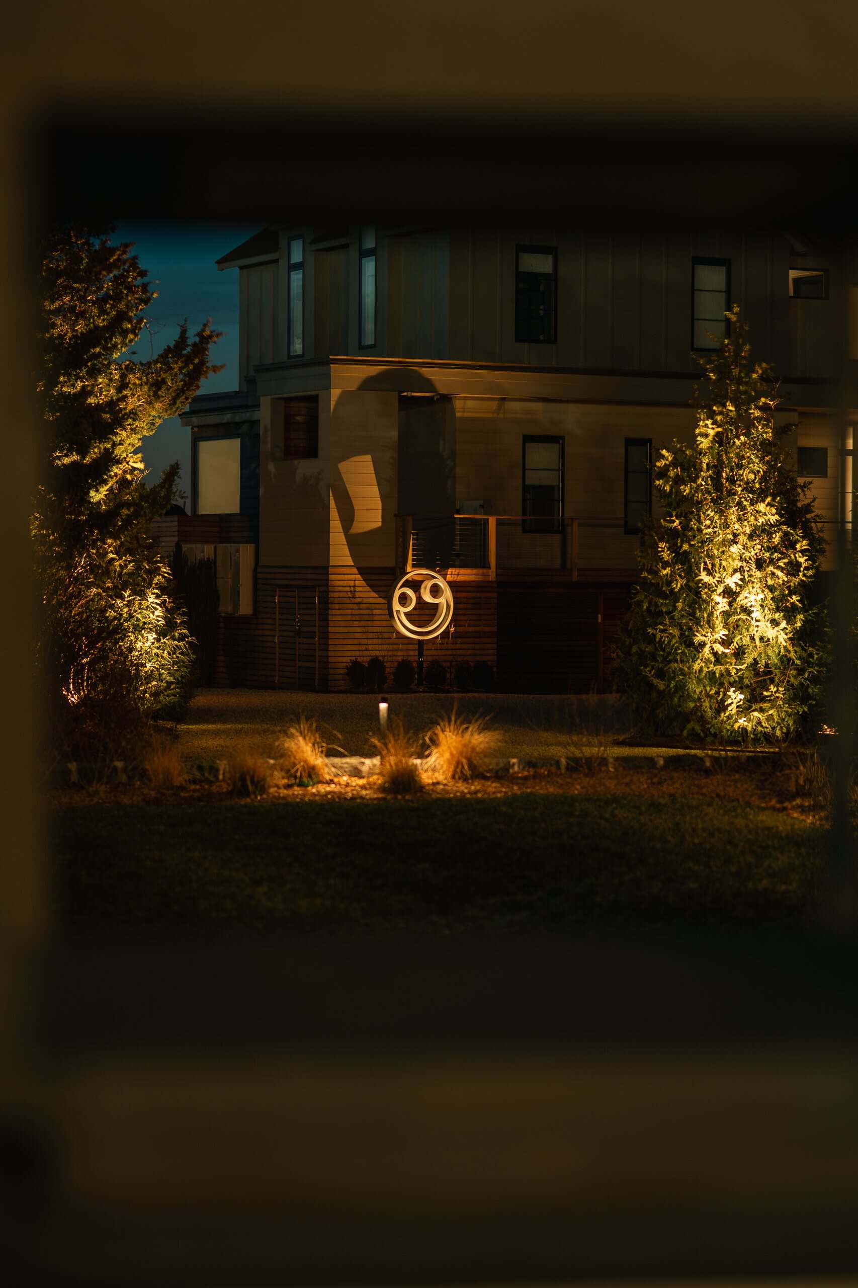 Entry planter lighting for a Long Island home