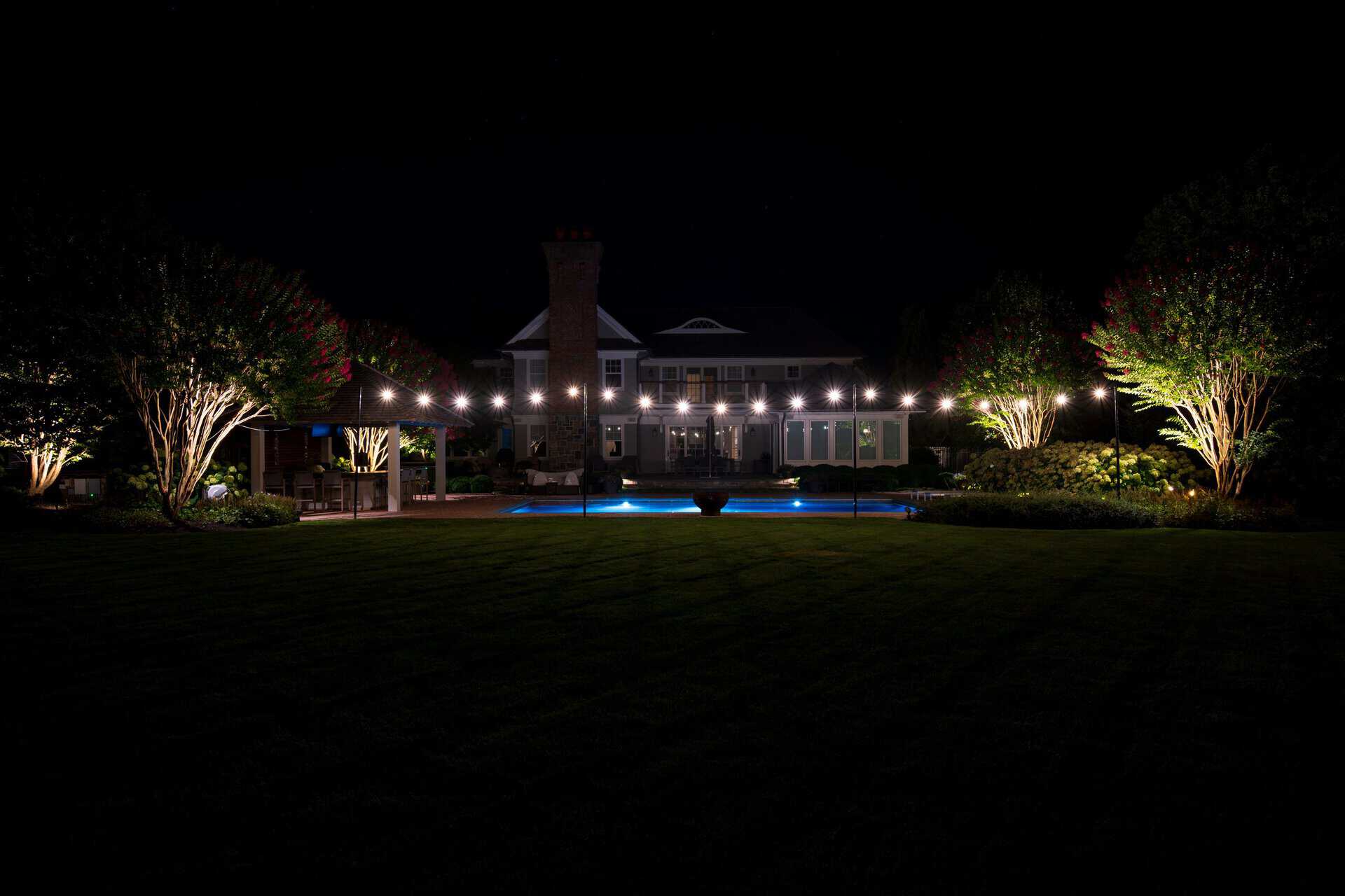 Estate lawn lighting for a Long Island outdoor lighting project